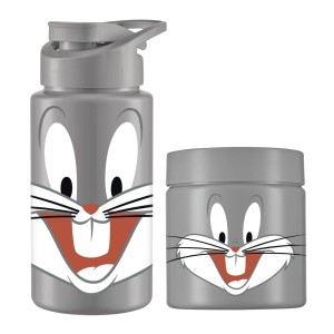 Kit Pote Organizador e Squeeze do Pernalonga Looney Tunes