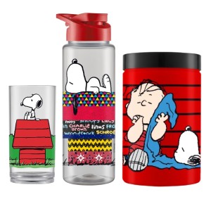Kit Snoopy & Charlie Brown Copo + Squeeze + Pote