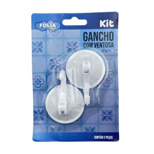 Kit com 2 Ganchos com Ventosa para Roupas, Toalhas e Mais