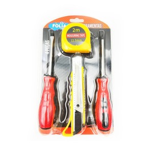 Kit Ferramenta Chave Philips Chave de Fenda Trena 2m Estilete

