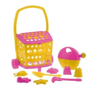 Carrinho Leva e Traz 10 Peças p/ Brincar Jardim e Praia Feminino