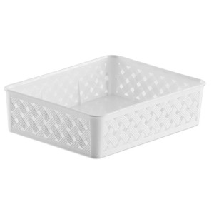 Cesto Organizador Rattan Branco 24x19x6,5cm da Paramount