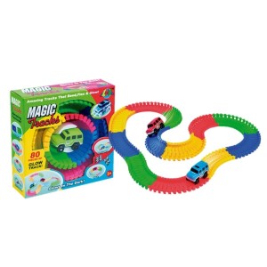 Pista Divertida Colorida Com 80 Peças E Carrinho A Pilha