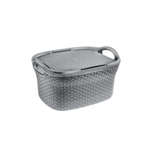 Cesto de Roupas c/ Tampa p/ Lavandeira e Banheiro 28 litros