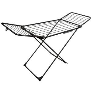 Varal de Chão Preto Alumínio Suporta 17kg Compacto e Leve