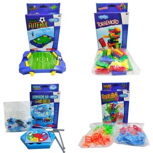 Kit 4 Jogos Infantis Educativos e Divertidos Futebol Torremoto Equilibre as Cadeiras e Armadilha no Gelo